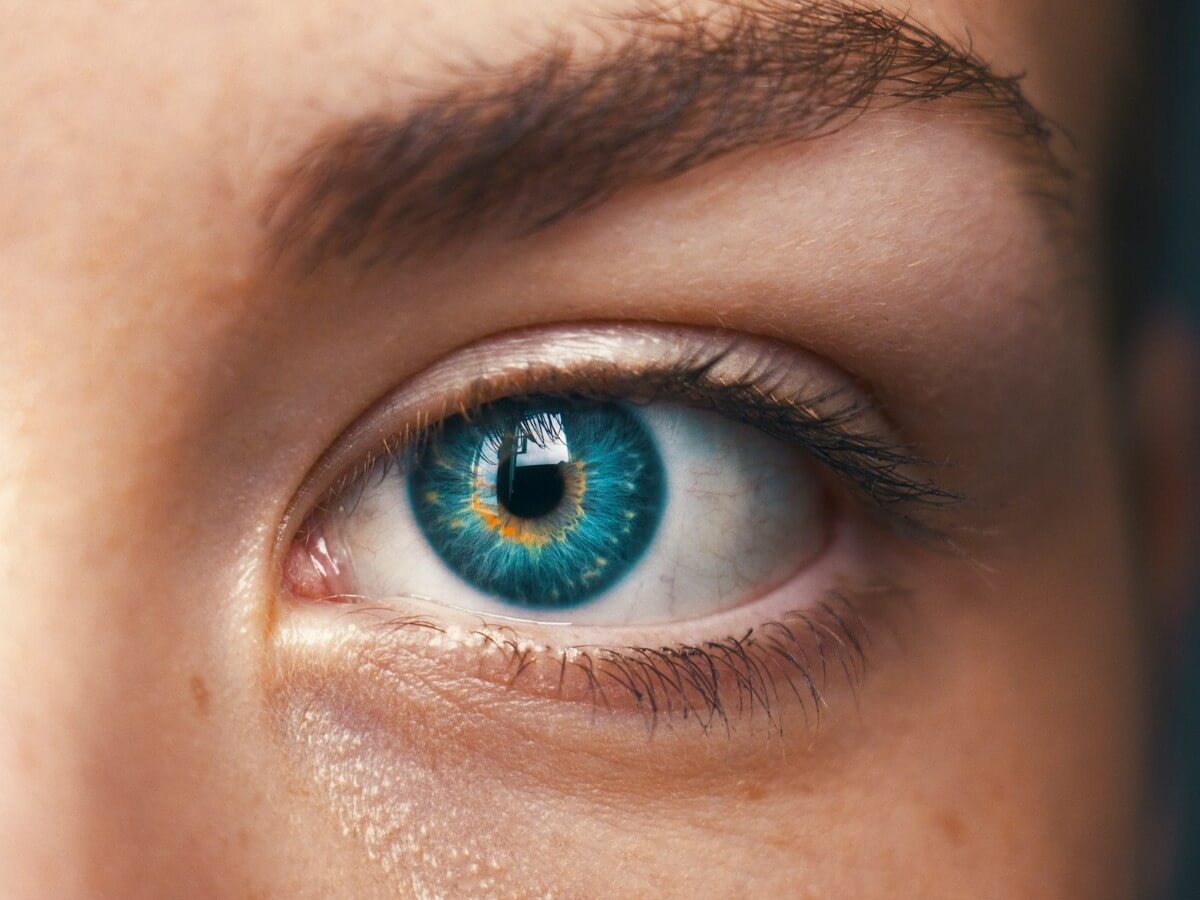 An ai sharpened close up image of an eye with enhanced details