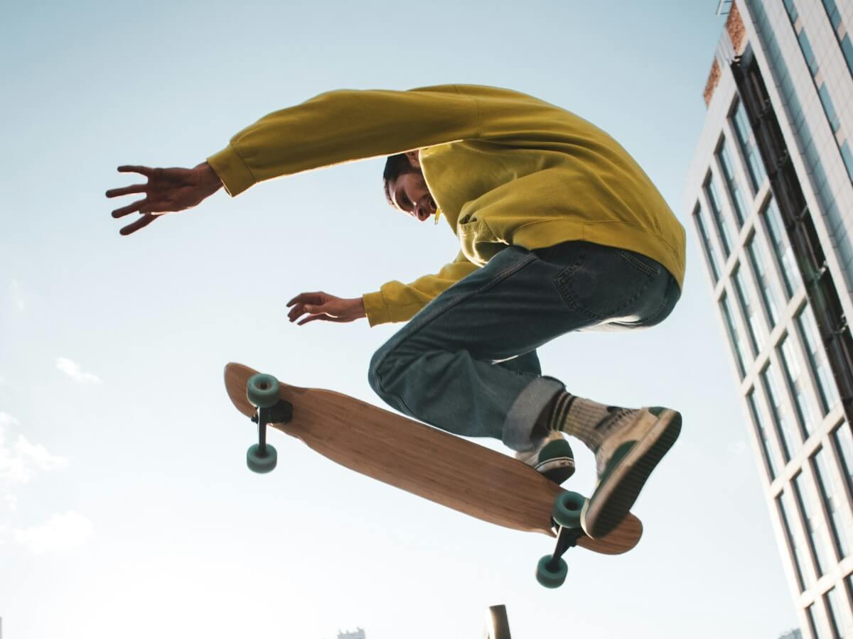An ai sharpened image of a person skateboarding