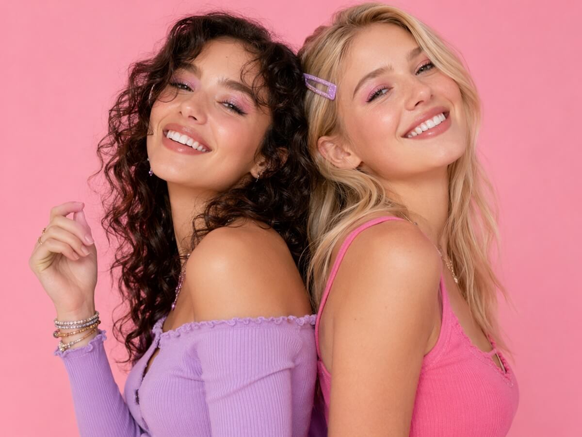An ai sharpened photo of two female friends posing together