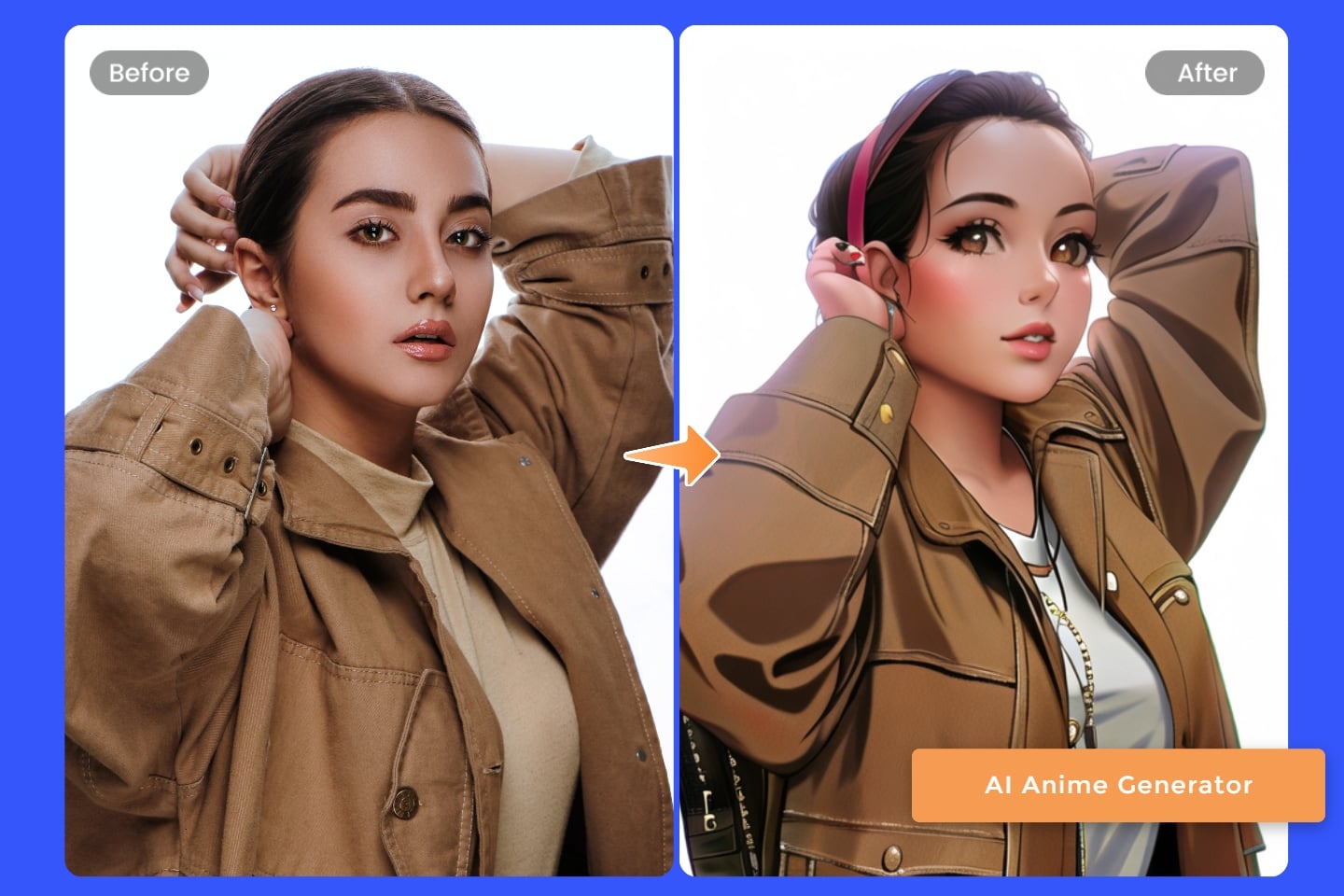 Convertir a una mujer en anime con el generador de anime AI de Fotor