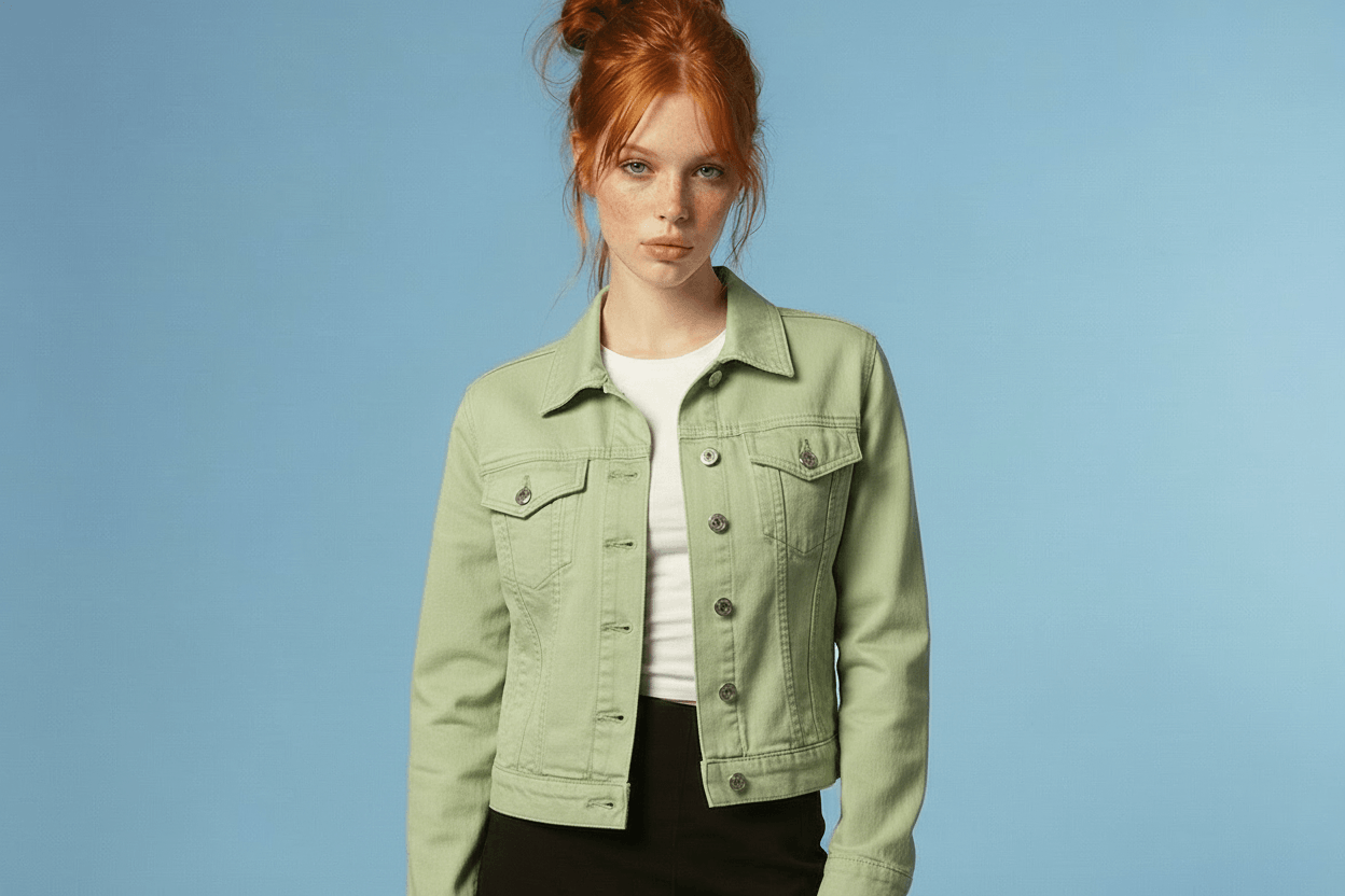 A woman in green coat