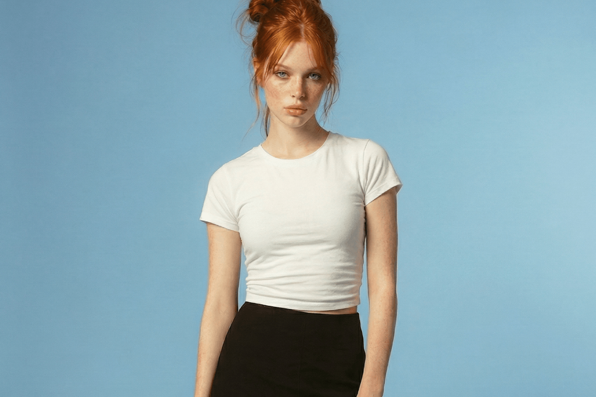 A woman in white shirt