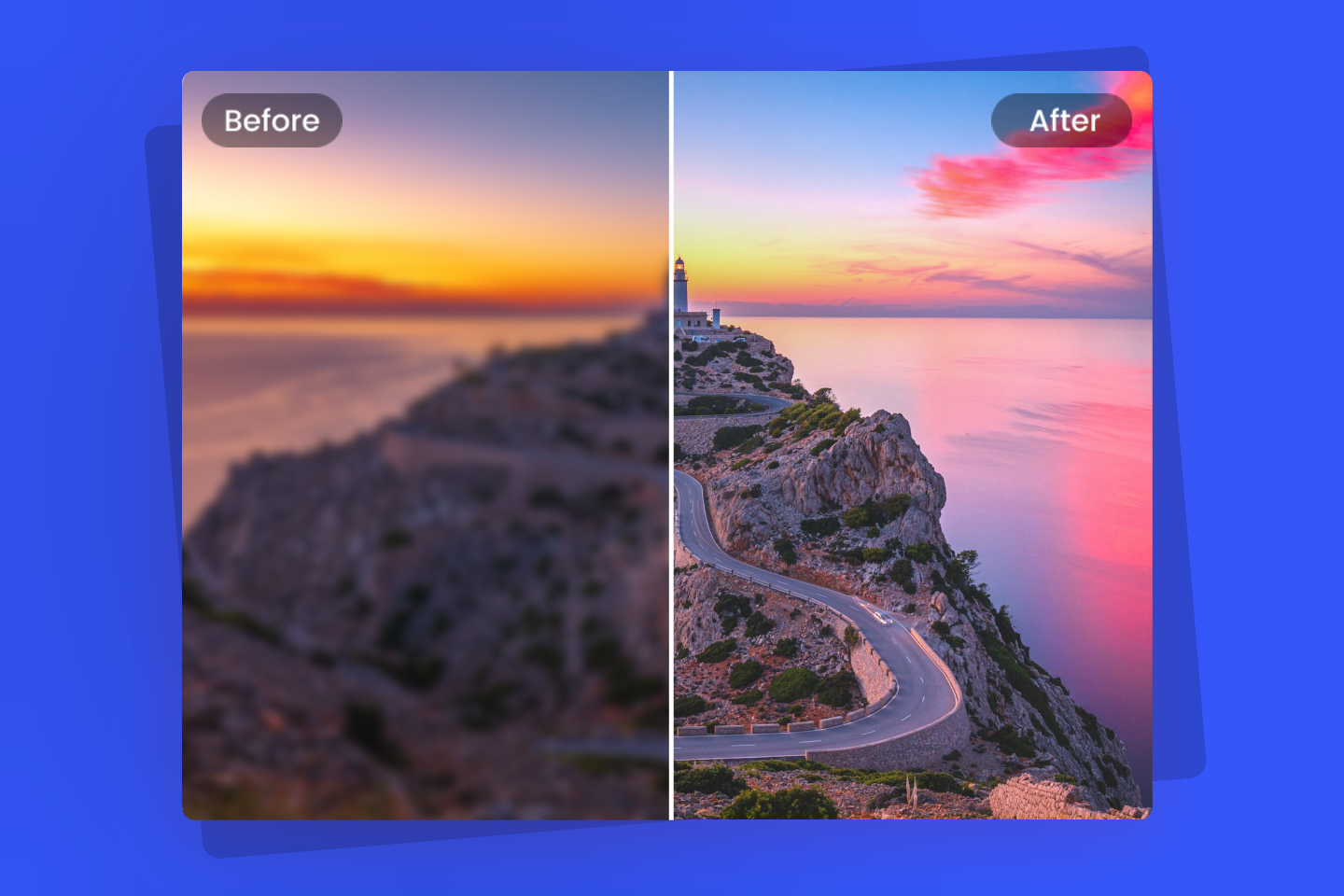Convierte una foto borrosa de montaña en una foto de alta calidad