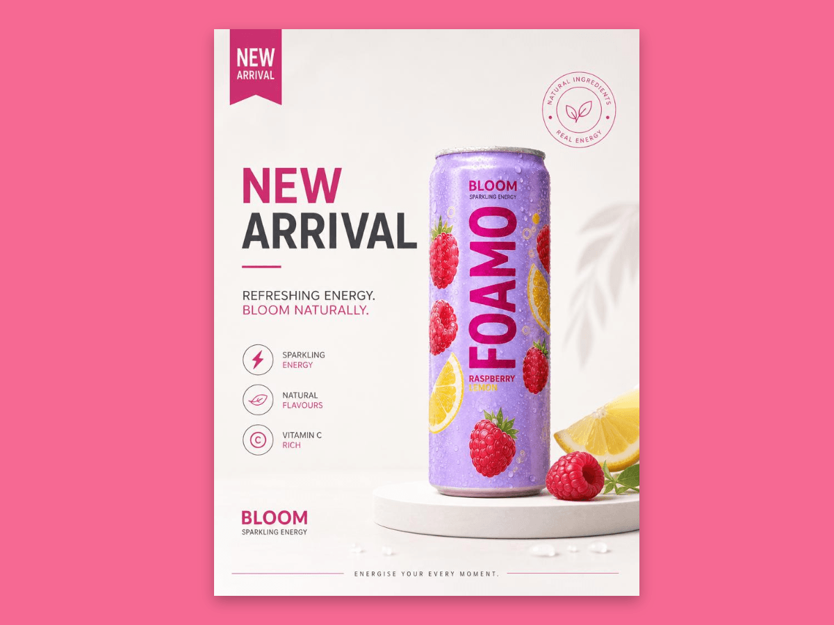 Turn the product image into an appealling poster with Fotor AI poster generator