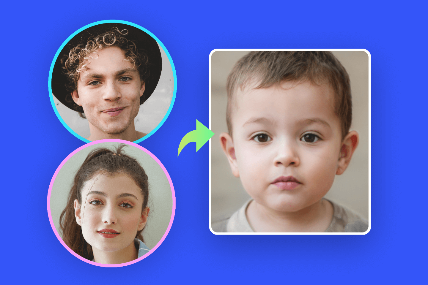 Utiliza el generador de bebés de fotor para generar el futuro bebé de la hembra y el macho